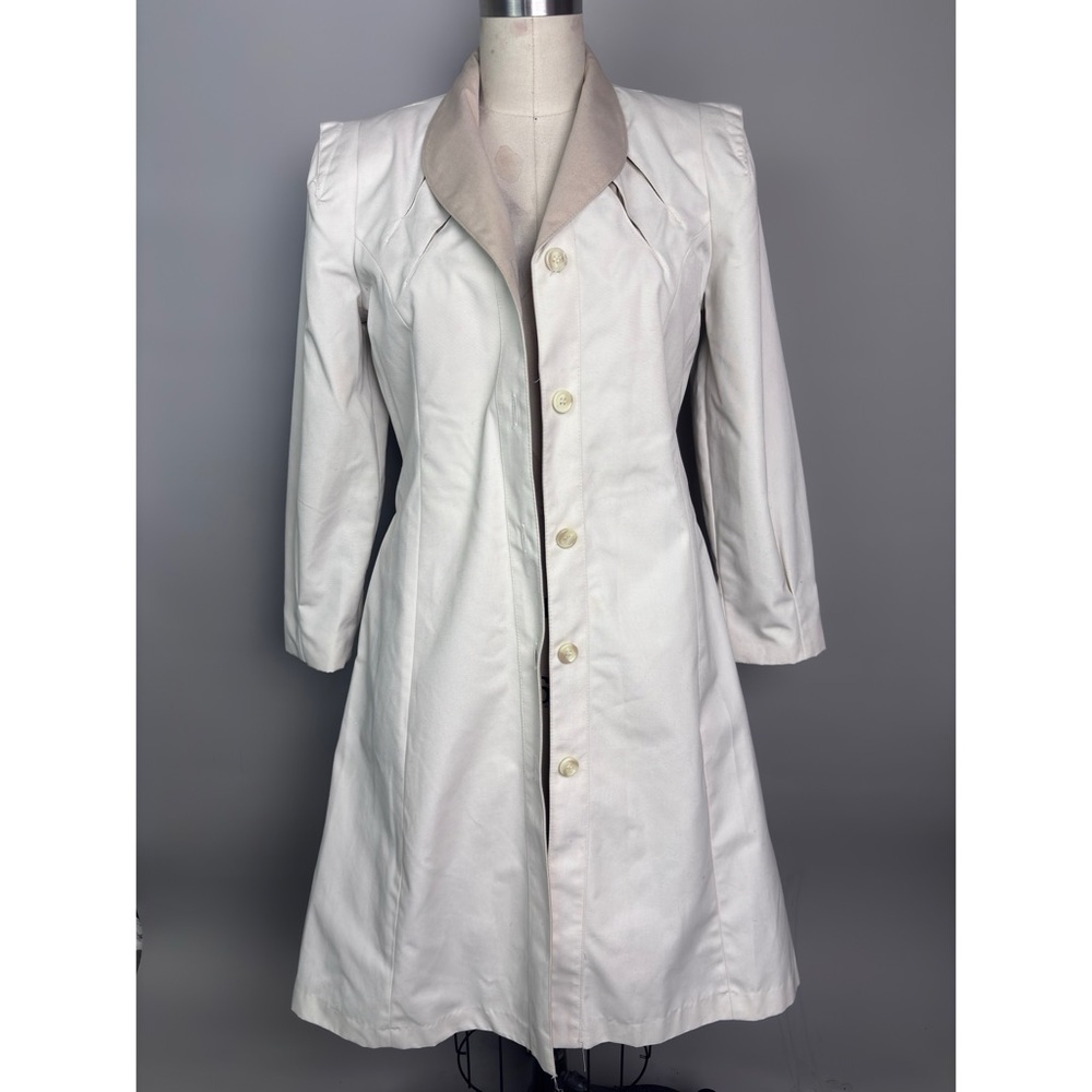 UZZI Vintage Beige Vented Bow Trench Coat Small